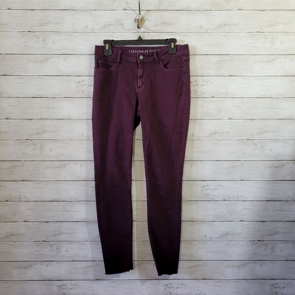 Articles of Society Sarah Cut Off Hem Ankle Skinny Jeans in Boise / Plum Size 28 - Picture 2 of 15